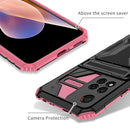 For Xiaomi Redmi Note 11 Pro Armor Card PC + TPU Shockproof Phone Case with Card Slot & Invisible Holder(Pink)