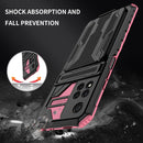 For Xiaomi Redmi Note 11 Pro Armor Card PC + TPU Shockproof Phone Case with Card Slot & Invisible Holder(Pink)