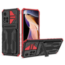 For Xiaomi Redmi Note 11 Pro Armor Card PC + TPU Shockproof Phone Case with Card Slot & Invisible Holder(Red)