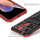For Xiaomi Redmi Note 11 Pro Armor Card PC + TPU Shockproof Phone Case with Card Slot & Invisible Holder(Red)