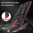 For Xiaomi Redmi Note 11 Pro Armor Card PC + TPU Shockproof Phone Case with Card Slot & Invisible Holder(Red)