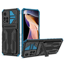 For Xiaomi Redmi Note 11 Pro Armor Card PC + TPU Shockproof Phone Case with Card Slot & Invisible Holder(Blue)