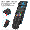 For Xiaomi Redmi Note 11 Pro Armor Card PC + TPU Shockproof Phone Case with Card Slot & Invisible Holder(Blue)