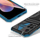 For Xiaomi Redmi Note 11 Pro Armor Card PC + TPU Shockproof Phone Case with Card Slot & Invisible Holder(Blue)