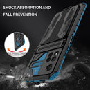 For Xiaomi Redmi Note 11 Pro Armor Card PC + TPU Shockproof Phone Case with Card Slot & Invisible Holder(Blue)