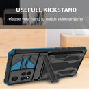 For Xiaomi Redmi Note 11 Pro Armor Card PC + TPU Shockproof Phone Case with Card Slot & Invisible Holder(Blue)