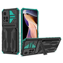 For Xiaomi Redmi Note 11 Pro Armor Card PC + TPU Shockproof Phone Case with Card Slot & Invisible Holder(Dark Green)