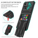 For Xiaomi Redmi Note 11 Pro Armor Card PC + TPU Shockproof Phone Case with Card Slot & Invisible Holder(Dark Green)