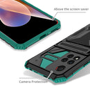 For Xiaomi Redmi Note 11 Pro Armor Card PC + TPU Shockproof Phone Case with Card Slot & Invisible Holder(Dark Green)