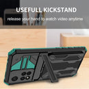For Xiaomi Redmi Note 11 Pro Armor Card PC + TPU Shockproof Phone Case with Card Slot & Invisible Holder(Dark Green)