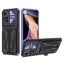 For Xiaomi Redmi Note 11 Pro Armor Card PC + TPU Shockproof Phone Case with Card Slot & Invisible Holder(Purple)