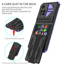 For Xiaomi Redmi Note 11 Pro Armor Card PC + TPU Shockproof Phone Case with Card Slot & Invisible Holder(Purple)