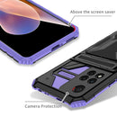 For Xiaomi Redmi Note 11 Pro Armor Card PC + TPU Shockproof Phone Case with Card Slot & Invisible Holder(Purple)
