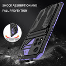For Xiaomi Redmi Note 11 Pro Armor Card PC + TPU Shockproof Phone Case with Card Slot & Invisible Holder(Purple)