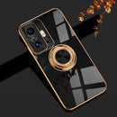 For Xiaomi Mi 11T / Mi 11T Pro 6D Electroplating Full Coverage Silicone Protective Case with Magnetic Ring Holder(Black)