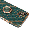 Electroplating Lambskin Ring Holder Phone Case For iPhone 13(Pink)