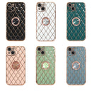 Electroplating Lambskin Ring Holder Phone Case For iPhone 13 Pro(White)