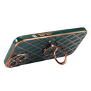 Electroplating Lambskin Ring Holder Phone Case For iPhone 13 Pro Max(Green)
