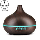 400ml Wood Texture Fragrance Machine Pointed Mouth Humidifier Automatic Alcohol Sprayer with Colorful LED Light, Plug Specification:UK Plug(Coffee)