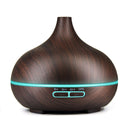 400ml Wood Texture Fragrance Machine Pointed Mouth Humidifier Automatic Alcohol Sprayer with Colorful LED Light, Plug Specification:UK Plug(Coffee)