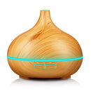 400ml Wood Texture Fragrance Machine Pointed Mouth Humidifier Automatic Alcohol Sprayer with Colorful LED Light, Plug Specification:UK Plug(Khaki)