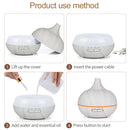 400ml Wood Texture Fragrance Machine Pointed Mouth Humidifier Automatic Alcohol Sprayer with Colorful LED Light, Plug Specification:UK Plug(Khaki)
