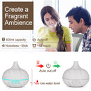 400ml Wood Texture Fragrance Machine Pointed Mouth Humidifier Automatic Alcohol Sprayer with Colorful LED Light, Plug Specification:UK Plug(Khaki)