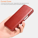 ICARER First Layer Cowhide Horizontal Flip Phone Case For iPhone 13 Pro(Red)