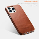 ICARER First Layer Cowhide Horizontal Flip Phone Case For iPhone 13 Pro(Red)