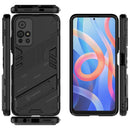 For Xiaomi Redmi Note 11 China Punk Armor 2 in 1 PC + TPU Shockproof Phone Case with Invisible Holder(Black)