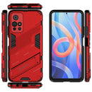 For Xiaomi Redmi Note 11 China Punk Armor 2 in 1 PC + TPU Shockproof Phone Case with Invisible Holder(Red)