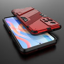For Xiaomi Redmi Note 11 China Punk Armor 2 in 1 PC + TPU Shockproof Phone Case with Invisible Holder(Red)
