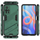 For Xiaomi Redmi Note 11 China Punk Armor 2 in 1 PC + TPU Shockproof Phone Case with Invisible Holder(Green)