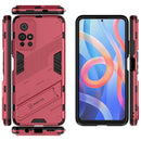 For Xiaomi Redmi Note 11 China Punk Armor 2 in 1 PC + TPU Shockproof Phone Case with Invisible Holder(Light Red)