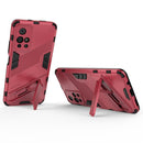 For Xiaomi Redmi Note 11 China Punk Armor 2 in 1 PC + TPU Shockproof Phone Case with Invisible Holder(Light Red)