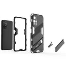 For Xiaomi Redmi Note 11 China Punk Armor 2 in 1 PC + TPU Shockproof Phone Case with Invisible Holder(Light Red)