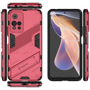 For Xiaomi Redmi Note 11 Pro / Note 11 Pro+ Punk Armor 2 in 1 PC + TPU Shockproof Phone Case with Invisible Holder(Light Red)