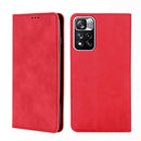 For Xiaomi Redmi Note 11 Pro Skin Feel Magnetic Horizontal Flip Leather Phone Case with Holder & Card Slots(Red)