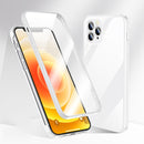 360 Full Coverage Glass Phone Case For iPhone 13 Pro Max(White)