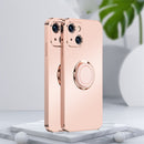 Electroplated Frosted TPU Ring Holder Phone Case For iPhone 13 mini(Light Pink)