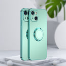 Electroplated Frosted TPU Ring Holder Phone Case For iPhone 13 mini(Light Green)