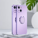 Electroplated Frosted TPU Ring Holder Phone Case For iPhone 13(Lavender Purple)