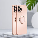 Electroplated Frosted TPU Ring Holder Phone Case For iPhone 13 Pro(Light Pink)