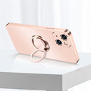 Electroplated Frosted TPU Ring Holder Phone Case For iPhone 13 Pro(White)