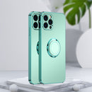 Electroplated Frosted TPU Ring Holder Phone Case For iPhone 13 Pro Max(Light Green)