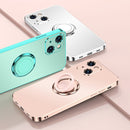Electroplated Frosted TPU Ring Holder Phone Case For iPhone 13 Pro Max(Light Green)