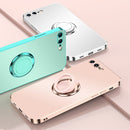 Electroplated Frosted TPU Ring Holder Phone Case For iPhone SE 2022 / SE 2020 / 7 / 8(Light Pink)