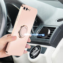 Electroplated Frosted TPU Ring Holder Phone Case For iPhone SE 2022 / SE 2020 / 7 / 8(Light Pink)