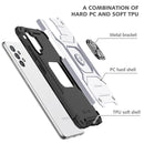 For Samsung Galaxy A32 4G Magnetic Armor Shockproof TPU + PC Phone Case with Metal Ring Holder(Silver)