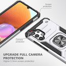 For Samsung Galaxy A32 4G Magnetic Armor Shockproof TPU + PC Phone Case with Metal Ring Holder(Silver)